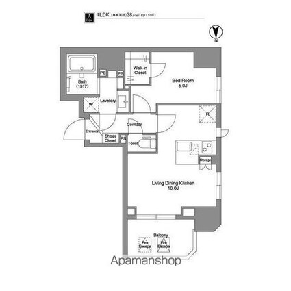 ＢＰＲレジデンス王子[1LDK/38.06m2]の間取図