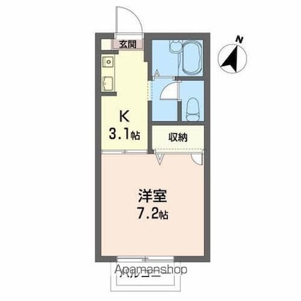 福島県郡山市八山田５丁目[1K/24.5m2]の間取図