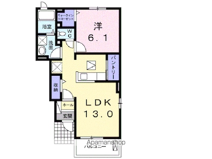 茨城県土浦市宍塚[1LDK/45.77m2]の間取図