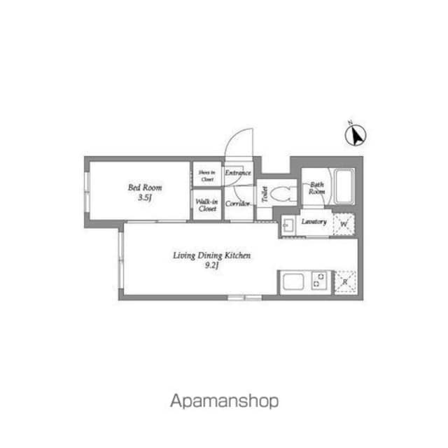 グローリオシェルト四谷坂町[1LDK/30.56m2]の間取図