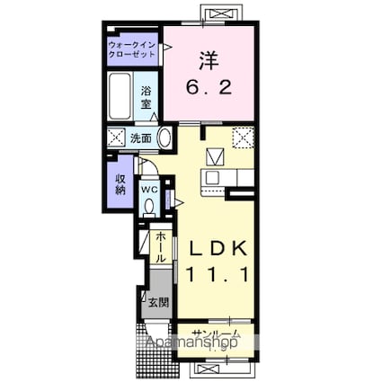 プラシード緑町ⅢＢ[1LDK/47.81m2]の間取図