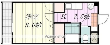 ダイヤモンドベイ枝松２[1K/26.06m2]の間取図