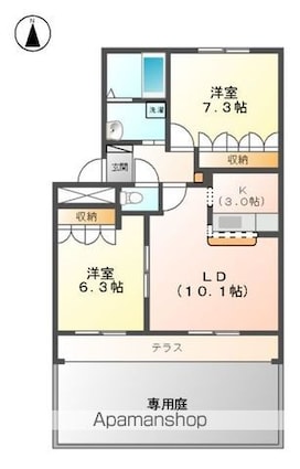 Ｅｔｒｅ　Ｈｅｕｒｅｕｘ　Ⅰ（エートル　ウルー　）[2LDK/57.85m2]の間取図