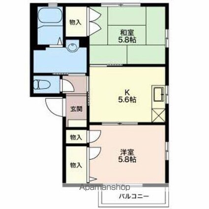 ディアスリヴェール[2K/42.48m2]の間取図