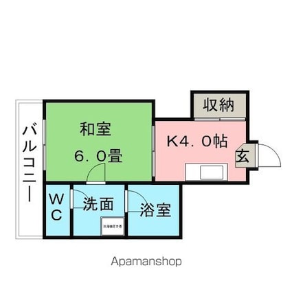 福岡県久留米市合川町[1K/27m2]の間取図