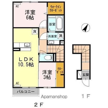清流かわせみしらさぎ　かわせみ[2LDK/54.88m2]の間取図