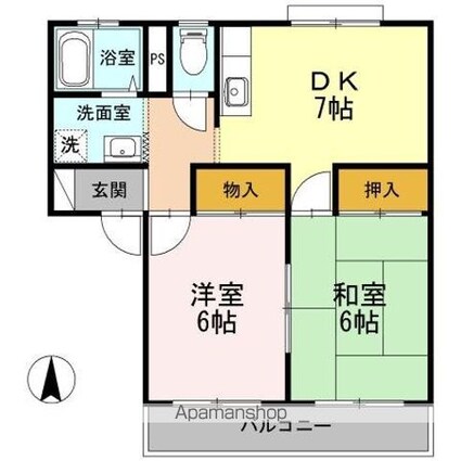 リバティーフジ　Ｂ[2DK/46.37m2]の間取図