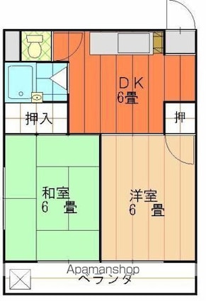 レモンハイツ駅前[2DK/31.75m2]の間取図