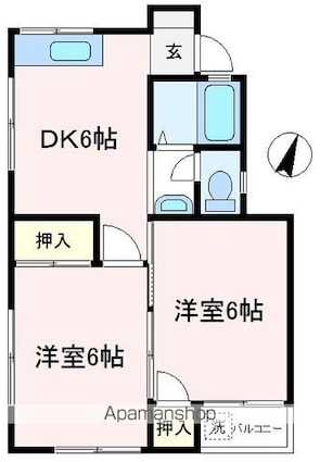 ハイツイチカワ[2DK/35m2]の間取図
