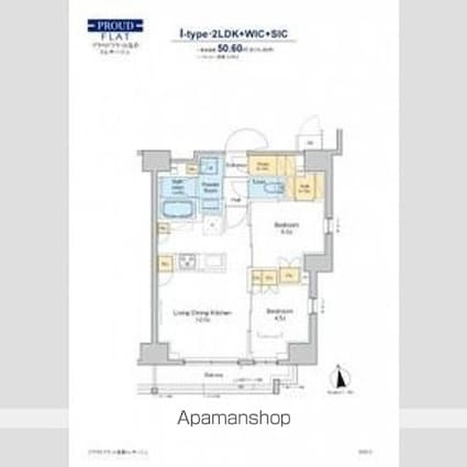 プラウドフラット浅草トレサージュ[2LDK/50.6m2]の間取図