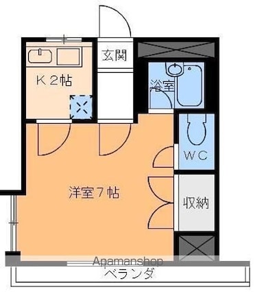 フレンドリー清水[1K/20.6m2]の間取図