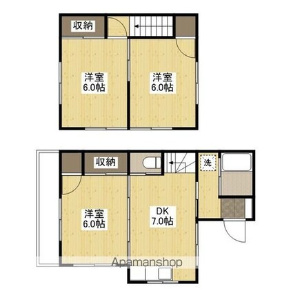 広島県広島市安佐北区口田１丁目[3DK/50m2]の間取図