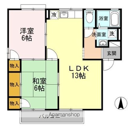 エスポワール３４　Ｃ棟[2LDK/55.44m2]の間取図