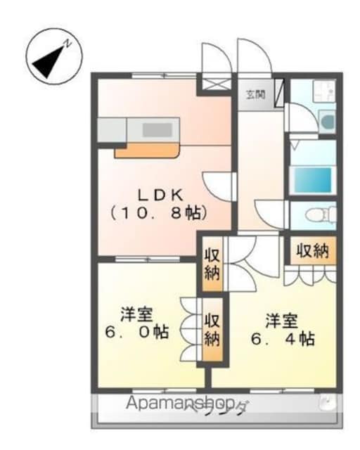サンビアンハイツ[2LDK/54m2]の間取図