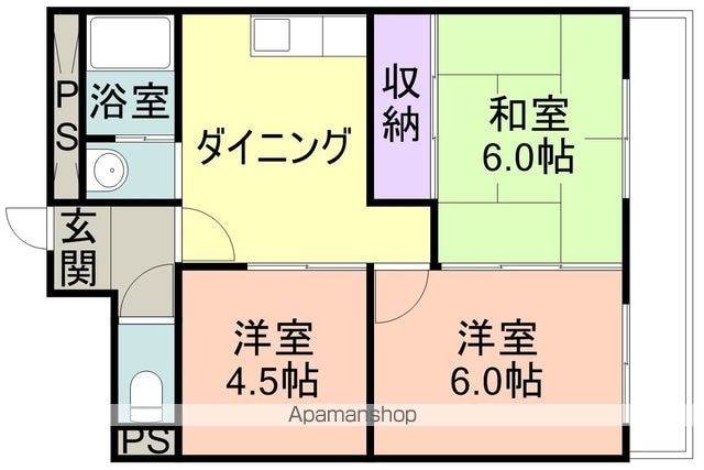 和歌山県和歌山市美園町４丁目[3DK/47m2]の間取図