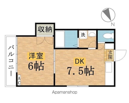 つくみ野第一コーポ[1DK/28.3m2]の間取図