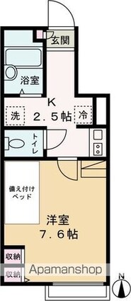 ロレッタ用賀[1K/22.76m2]の間取図