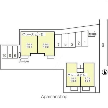 グレースヒル[1LDK/45.42m2]の配置図