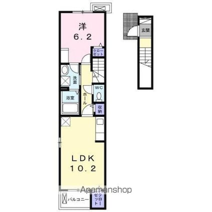 雀の宮６丁目アパート　　　　　　　　　　　　　　　　　　　　[1LDK/43.79m2]の間取図