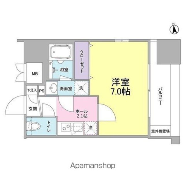 リバーレ東新宿[1K/23.38m2]の間取図