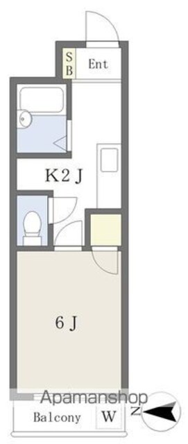 木屋町ホームズ[1K/22.36m2]の間取図