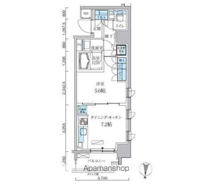 東京都墨田区緑２丁目[1DK/34.76m2]の間取図