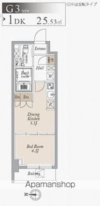 オーキッドレジデンス住吉[1DK/25.53m2]の間取図