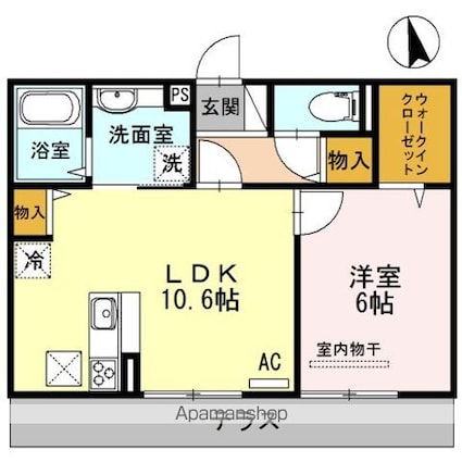 コモレビ　ガーデン[1LDK/42.54m2]の間取図
