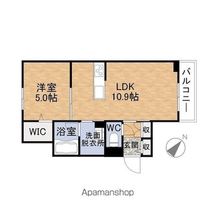 ロンジ　ヒノデ[1LDK/40.9m2]の間取図