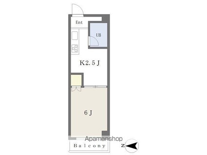 木屋町ホームズ[1K/22.36m2]の間取図