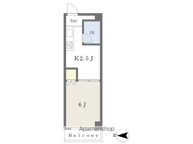 木屋町ホームズ[1K/22.36m2]の間取図