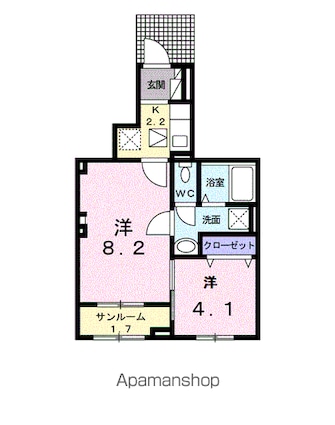 熊本県八代市大手町２丁目[2K/37.98m2]の間取図
