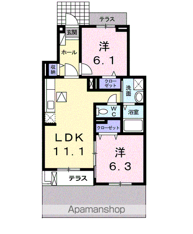 岐阜市今嶺のアパートの間取り