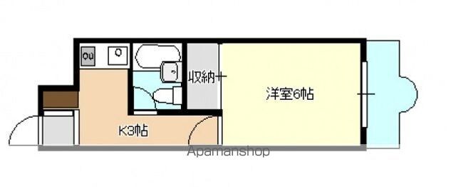チェリス牛田[1K/20m2]の間取図