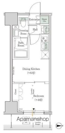 ワンルーフレジデンス新御徒町[1DK/25.2m2]の間取図