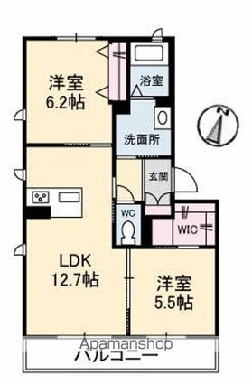 グランベレオ蔵王[2LDK/58.18m2]の間取図