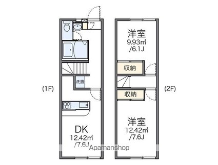 レオパレス東[2DK/49.68m2]の間取図
