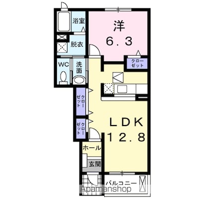 サンヴィレッジ豊岡２[1LDK/46.49m2]の間取図