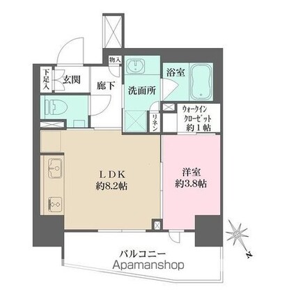 ザ・パークハウス赤羽フロント[1LDK/34.5m2]の間取図