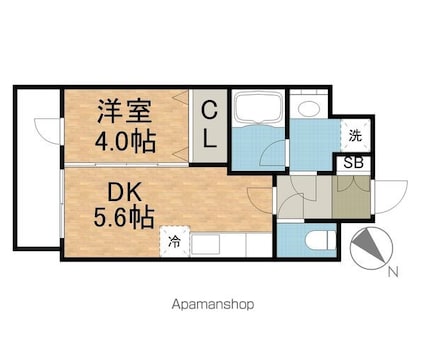 エルスタンザ子平町[1DK/26.64m2]の間取図