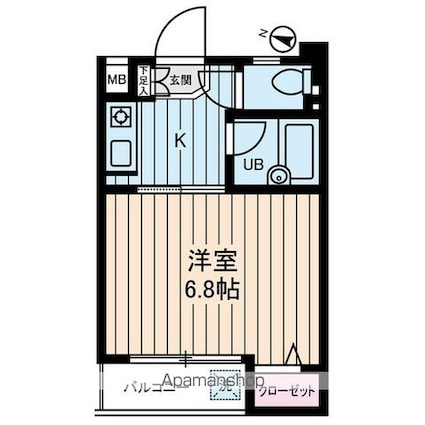 東京都杉並区高井戸東３丁目[1K/19.7m2]の間取図