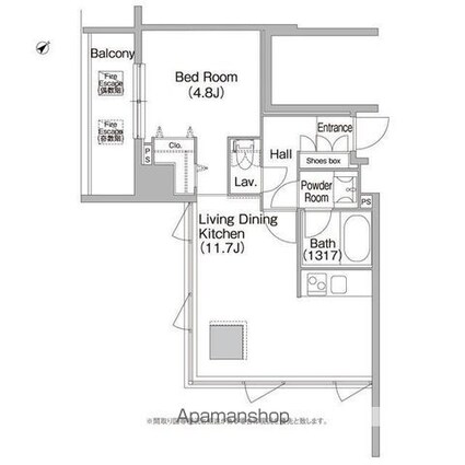 コンフォリア白金高輪[1LDK/39.69m2]の間取図