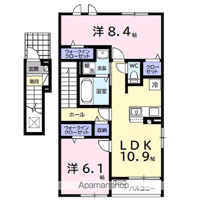 ロン　ボヌール[2LDK/61.14m2]の間取図