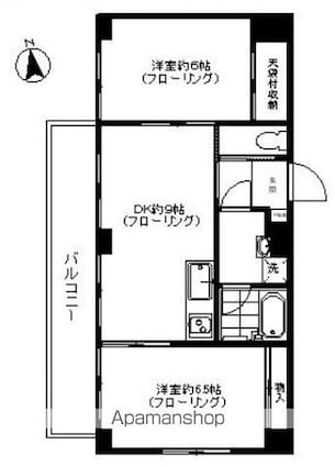 東京都新宿区若松町[2DK/49.22m2]の間取図