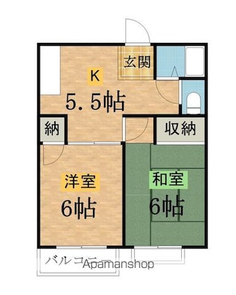 メゾンウッドベル[2DK/39.74m2]の間取図