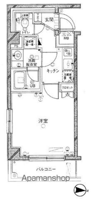 菱和パレス三軒茶屋[1K/25.19m2]の間取図