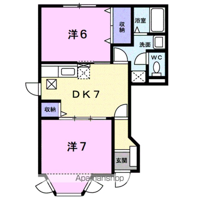 カーサ・エクセレンテ　Ａ[2DK/46.06m2]の間取図