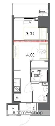 ＧＥＮＯＶＩＡ　東神田　ｇｒｅｅｎ　ｖｅｉｌ[1DK/25.83m2]の間取図