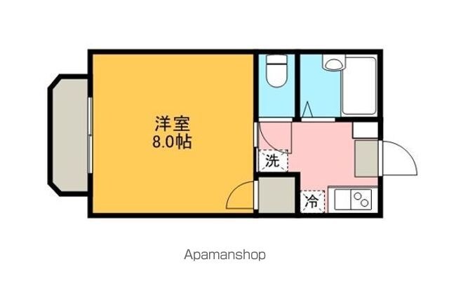 ウェルネス西条Ｆ[1K/24.08m2]の間取図