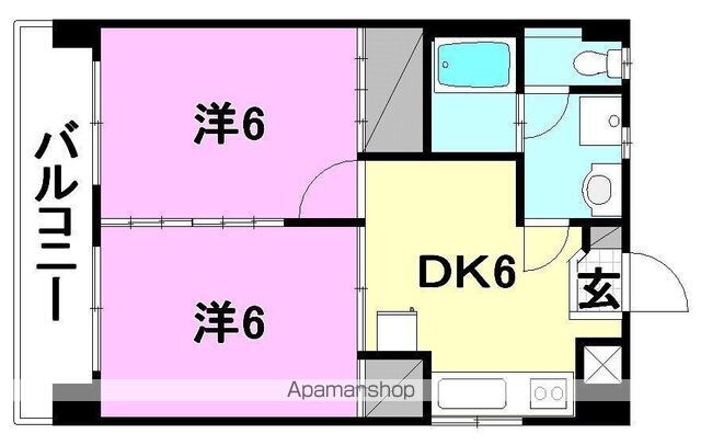 アプリーテ２[2DK/40.88m2]の間取図